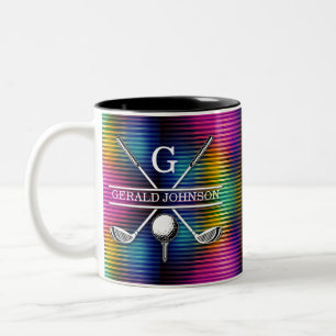 Anpassningsbar Metallfärgad golfmonogramdesign Två-Tonad Mugg