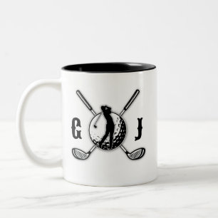 Anpassningsbar Metallfärgad golfmonogramdesign Två-Tonad Mugg