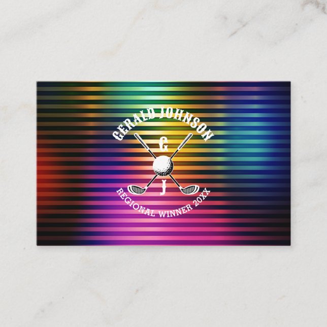 Anpassningsbar Metallfärgad golfmonogramdesign Visitkort (Framsida)