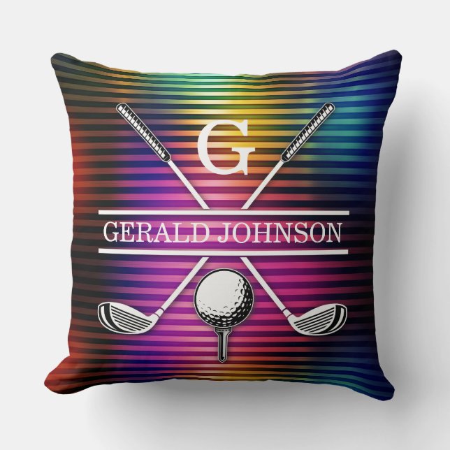 Anpassningsbar Metallfärgat golfmonogramdesign - t Kudde (Framsida)