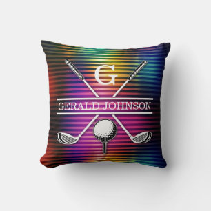 Anpassningsbar Metallfärgat golfmonogramdesign - t Kudde