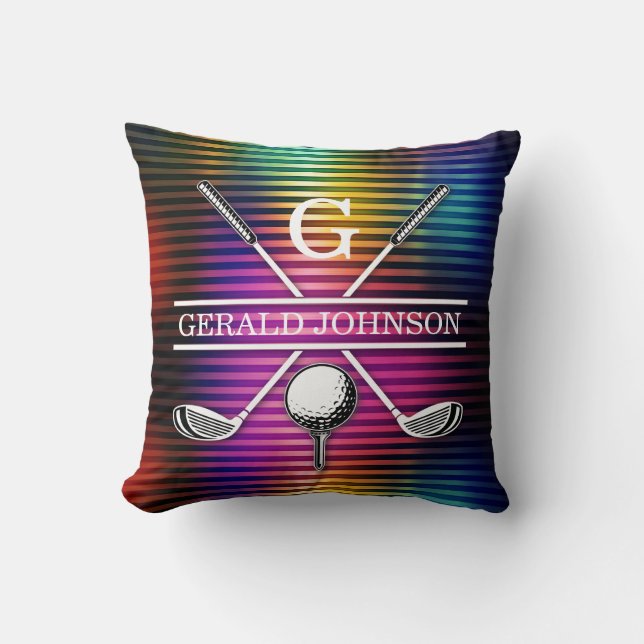 Anpassningsbar Metallfärgat golfmonogramdesign - t Kudde (Framsida)