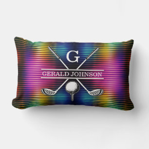 Anpassningsbar Metallfärgat golfmonogramdesign - t Lumbarkudde