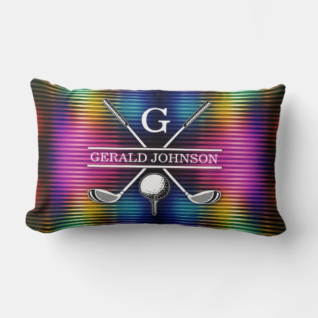 Anpassningsbar Metallfärgat golfmonogramdesign - t Lumbarkudde (Framsida)