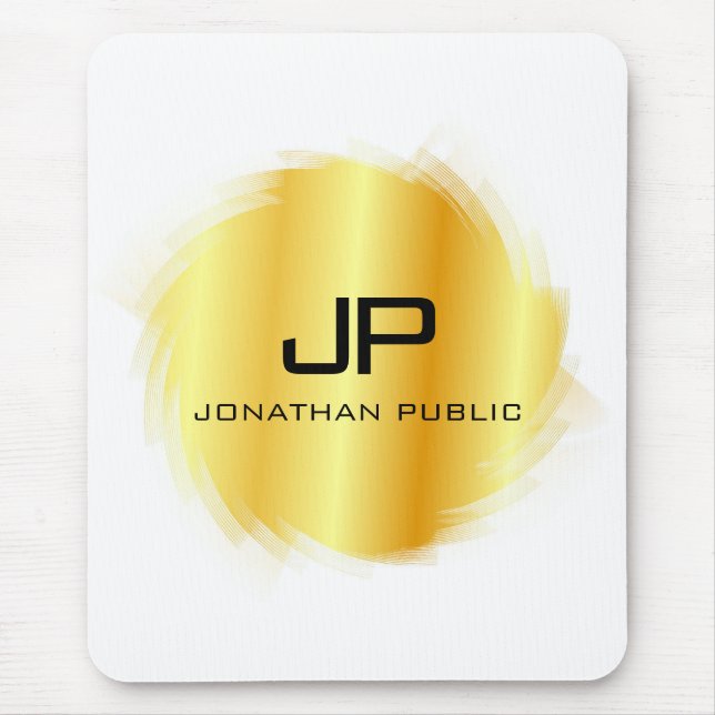 Anpassningsbar Metallic Guld ser modern monogram-m Musmatta (Framsidan)