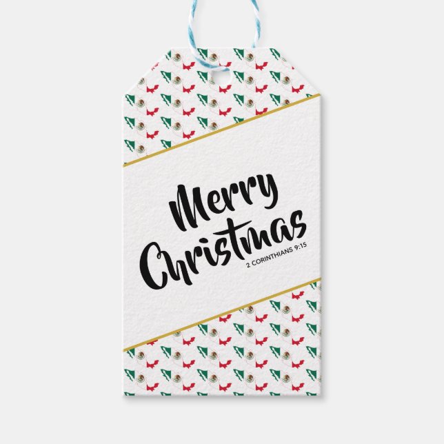 Anpassningsbar MEXICO-Flagga - jul Presentetikett (Framsidan)