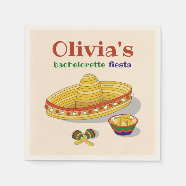 Anpassningsbar Mexikanska Fiesta Bachelorette Part Pappersservett (Framsidan)