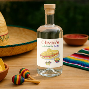 Anpassningsbar Mexikanska Fiesta Bachelorette Part Spritflaskor Etikett