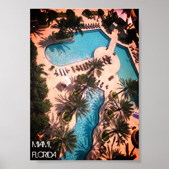 Anpassningsbar Miami Beach Florida - Bassäng Slapp Poster (Framsidan)