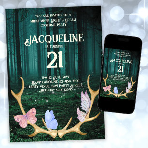 Anpassningsbar Midsommar Nights Dream 21:a födelse Inbjudningar