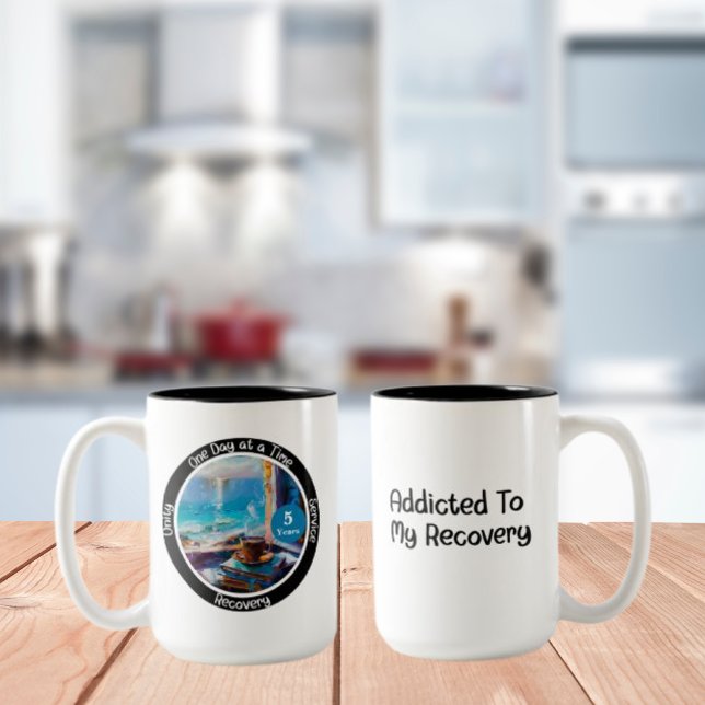 Anpassningsbar Milestone in Recovery Gift - Ocean  Två-Tonad Mugg (Skapare uppladdad)