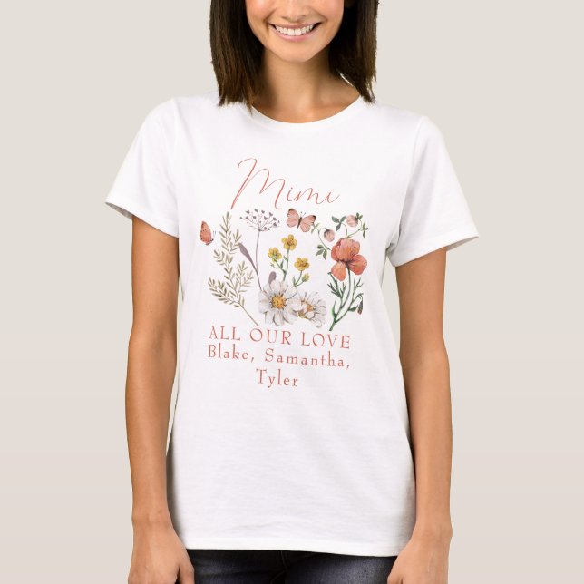 Anpassningsbar Mimi Wildblommor T Shirt (Framsida)