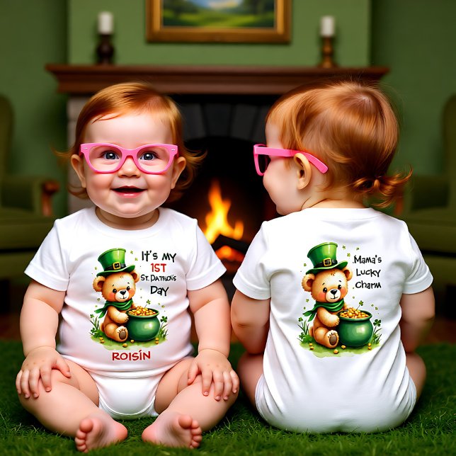 Anpassningsbar Min 1:a St. Patrick’s Day T Shirt (Customizable My 1st St. Patrick’s Day Baby T-Shirt)