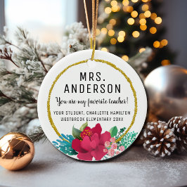 Anpassningsbar Min favoritlärare Glitter jul Julgransprydnad Keramik