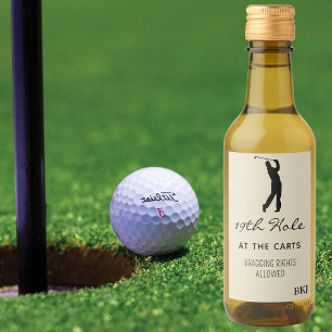 Anpassningsbar Mini Vin 19:e Hål (10) Golf Mini Vinetikett