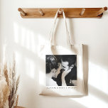 Anpassningsbar Minimalist Black White par Photo Br Tygkasse<br><div class="desc">Anpassningsbar Minimalist Black White par Photo Bröllop Tote Bag</div>