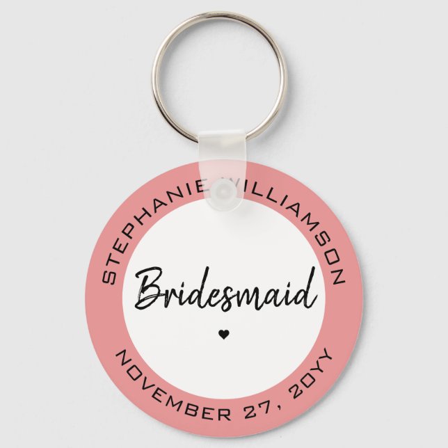 Anpassningsbar Minimalist Bridesmaid Personlig Gif Nyckelring (Framsida)