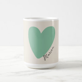 Anpassningsbar Minimalist Seafoam Grönt Mint Heart Kaffemugg