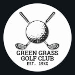 Anpassningsbar Minimalistisk design av Golf Klubb- Runt Klistermärke<br><div class="desc">Edward Eksi utformar Golf Klubb Logotyp Elegant med minimalistisk Anpassningsbar. Enkel modifiering av INITIALER och TEXTS efter dina behov.</div>