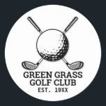 Anpassningsbar Minimalistisk design av Golf Klubb- Runt Klistermärke<br><div class="desc">Edward Eksi utformar Golf Klubb Logotyp Elegant med minimalistisk Anpassningsbar. Enkel modifiering av INITIALER och TEXTS efter dina behov.</div>