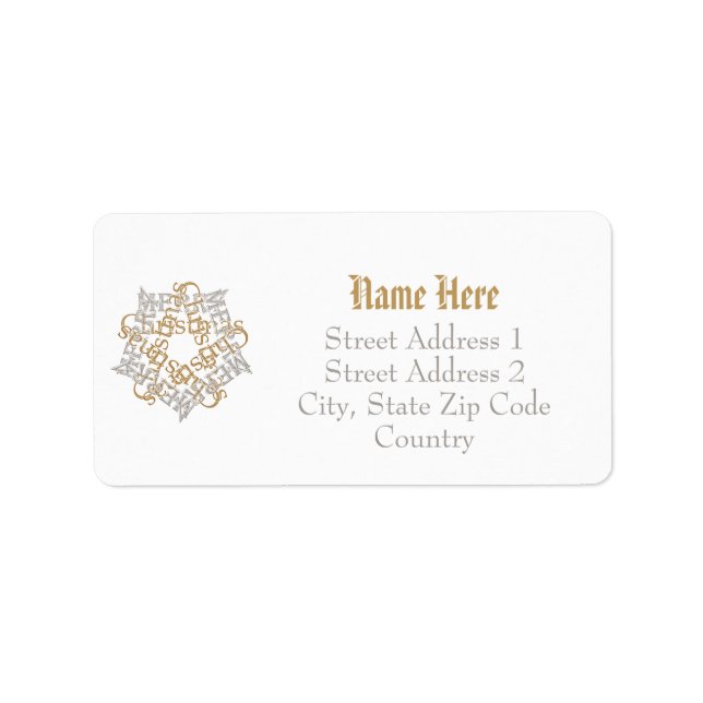 Anpassningsbar Minimalistisk God jul Star Silver G Adressetikett (Framsidan)