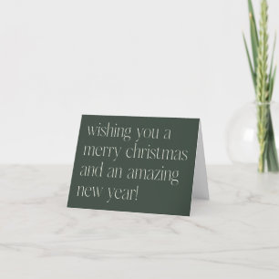 Anpassningsbar Minimalistisk Grönt Vit jul nytt år Helgkort