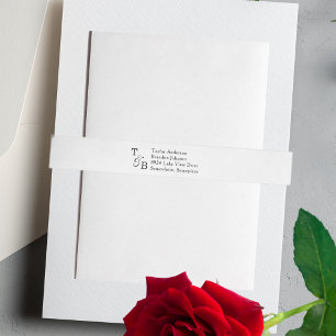 Anpassningsbar Minimalistisk Monogram White Bröllo Etikettband