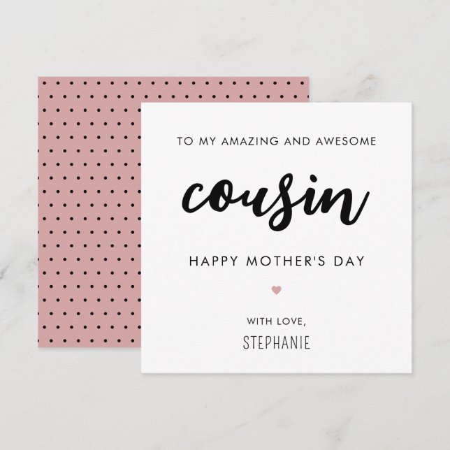 Anpassningsbar minimalistisk och modern kusin Mors Kort (Fram/baksida)