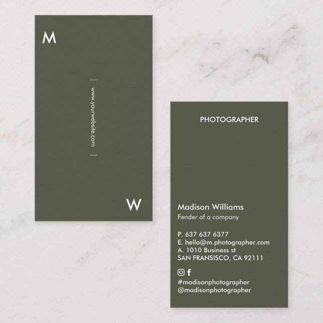 Anpassningsbar - minimalt monogram-Affärskort Visitkort (Fram/baksida)