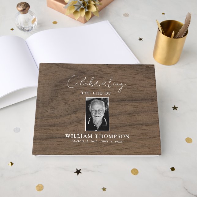 Anpassningsbar Minneshögtider för fotobegravning Gästböcker (Framsida Öppen)