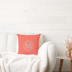 Anpassningsbar Mint Coral Geometric Mönster Monog Kudde