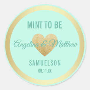 Anpassningsbar Mint to be Mint Guld Glitter Heart Runt Klistermärke