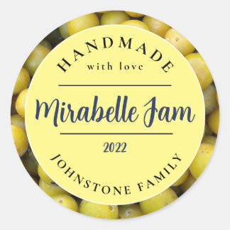 Anpassningsbar Mirabelle-jam-sticker Runt Klistermärke