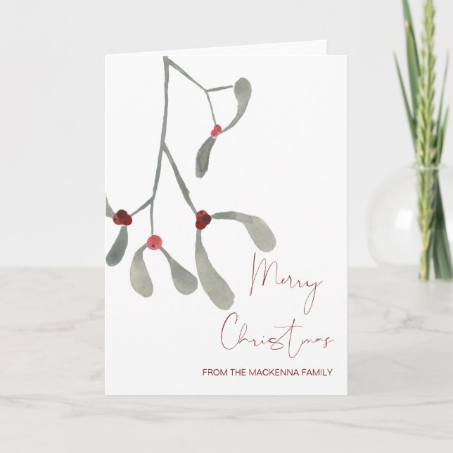 Anpassningsbar Mistletoe julhälsningskort Helgkort (Framsida)