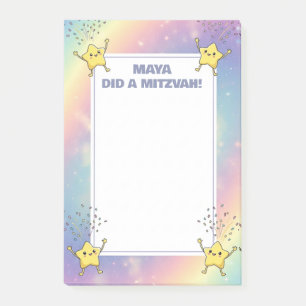 Anpassningsbar Mitzvah noterar Rainbow Confetti St Post-it Block