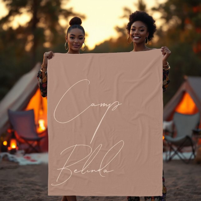 Anpassningsbar Mocha Mousse och Cream Tan Mysigt C Fleecefilt (Custom Mocha Mousse and Cream Tan Cozy Camp Bride Fleece Blanket)