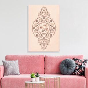 Anpassningsbar Mocha Rococo Lotus Ornamental Manda Canvastryck