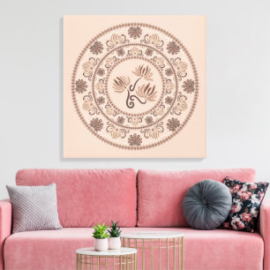 Anpassningsbar Mocha Rococo Revival Dot Mandala Ca Canvastryck