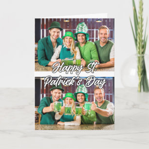Anpassningsbar Modern 2-fotomall St. Paddys Day Helgkort