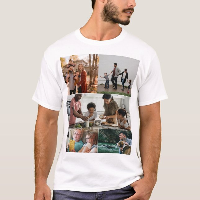 Anpassningsbar Modern 5-fotokollage T Shirt (Framsida)