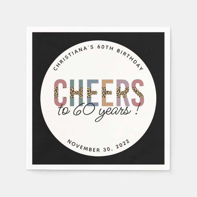 Anpassningsbar Modern 60:e Födelsedagsfestens leop Pappersservett (Framsidan)