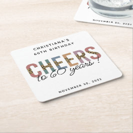 Anpassningsbar Modern 60:e födelsedagstidningen Le Underlägg Papper Kvadrat