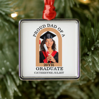 Anpassningsbar Modern Arch Photo stolt pappa stude Julgransprydnad Metall