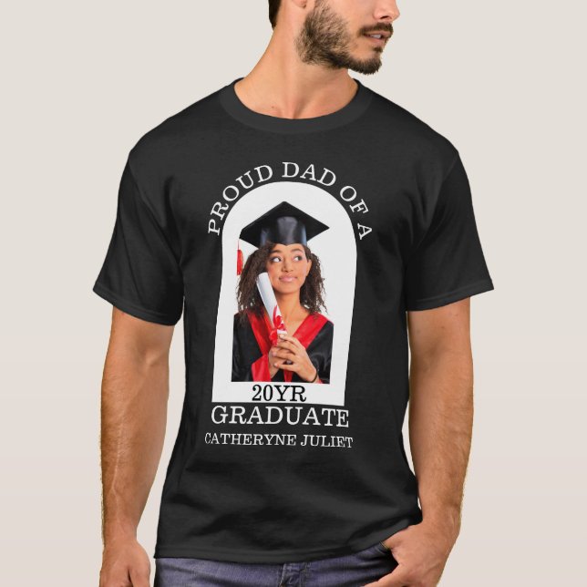 Anpassningsbar Modern Arch Photo stolt pappa stude T Shirt (Framsida)