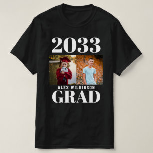 ANPASSNINGSBAR Modern Big Bold Script 2 Photo Stud T Shirt
