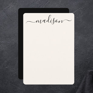 Anpassningsbar Modern Black Typography-skript Namn Anteckningskort