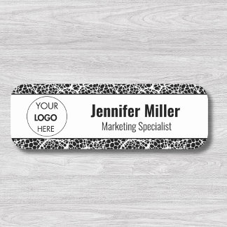 Anpassningsbar Modern Black & White Business Logot Namnbricka