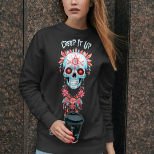 Anpassningsbar Modern Blue Rosa Halloween Sugar Sk T Shirt
