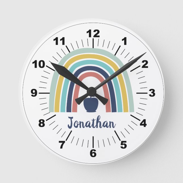 Anpassningsbar modern boho äpple-fruktregn rund klocka (Framsida)