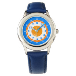 Anpassningsbar Modern Bold Blue & Orange Education Armbandsur